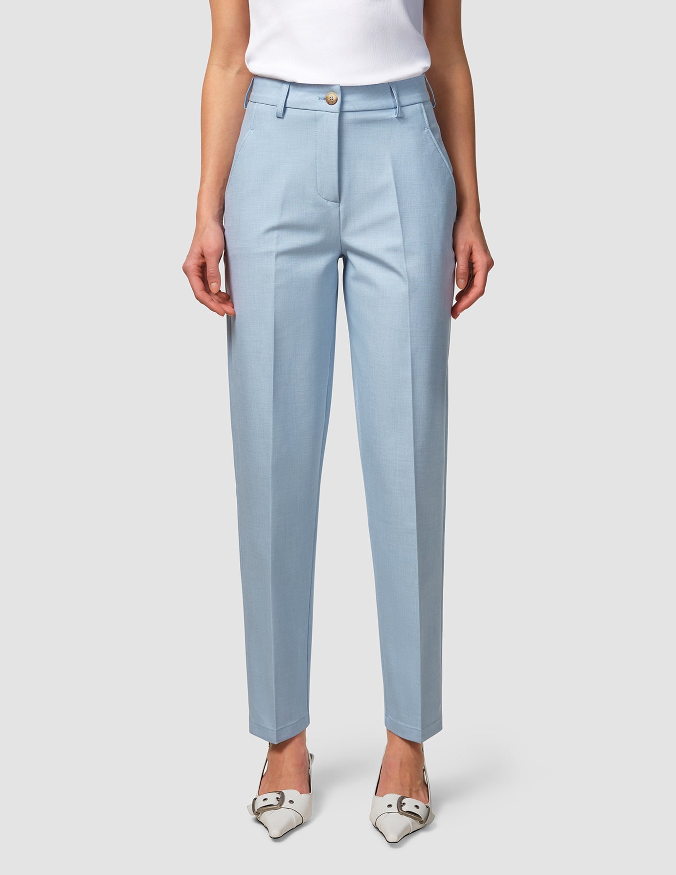 Essential Tapered Pants for Men - Sky Blue Melange Casual Wear for Office, Travel & Everyday Comfort