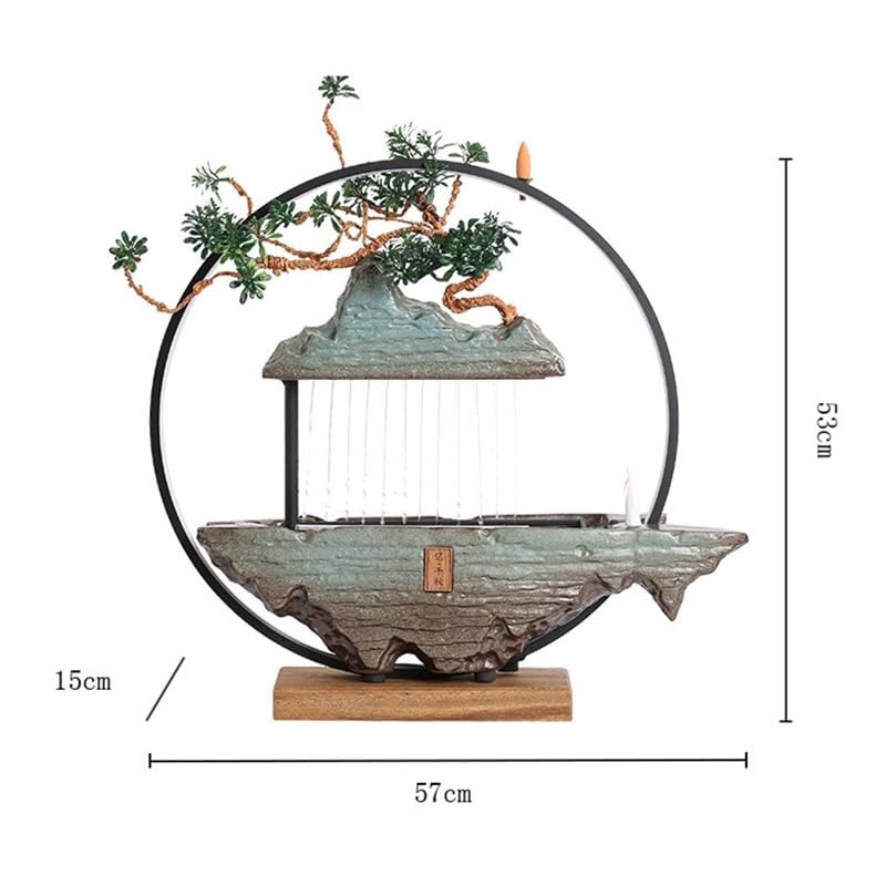 Zen Desktop Water Fountain with Rockery & Feng Shui Wheel - Small Tabletop Fountain for Home Office Decor, Relaxing Indoor Water Feature with Circulating Pump - Perfect for Meditation, Stress Relief & Feng Shui Wealth Enhancement