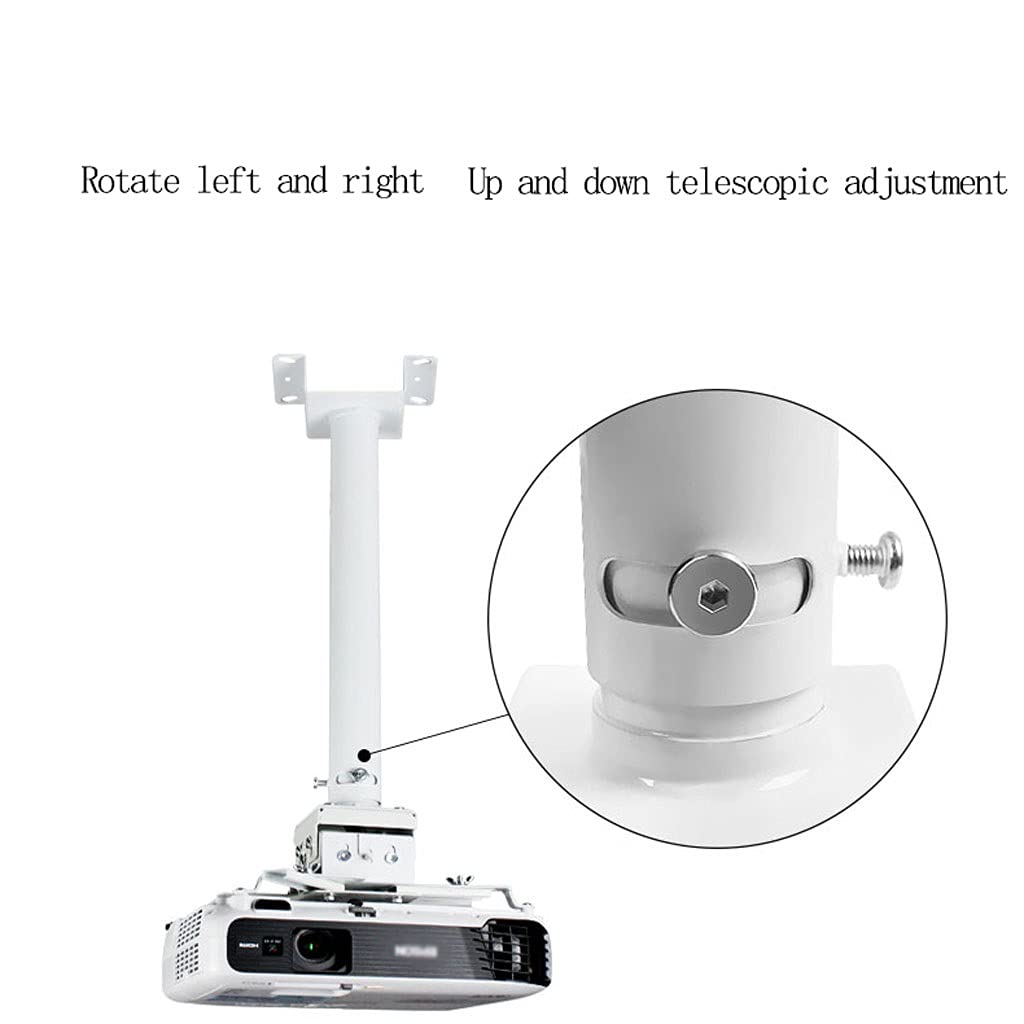 Universal Ceiling Projector Mount Bracket - Adjustable Height & Angle, 55.11lb Load Capacity - White | Perfect for Home Theater, Office Presentations & Classroom Projectors