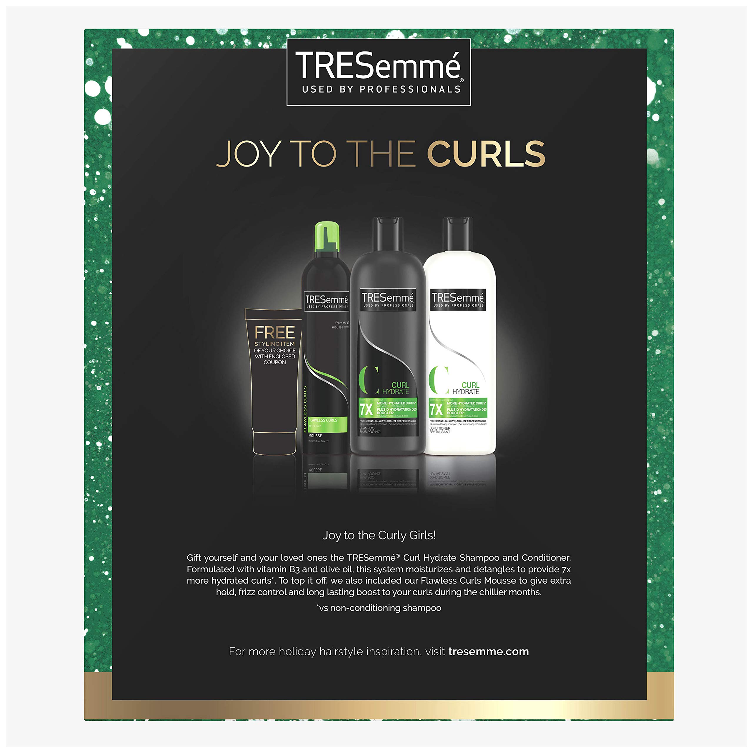 TRESemmé Curly Hair Shampoo, Conditioner & Mousse Gift Set for Defined Curls - Perfect for Daily Hair Care & Special Occasions