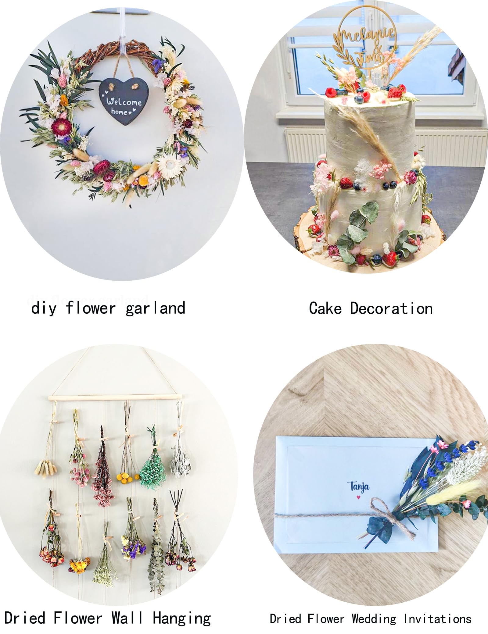 Natural Dried Flower DIY Kit - Bulk Dried Flowers with Stems for Handmade Crafts, Wreaths & Centerpieces | Pink Dried Floral Arrangement Supplies for Home Decor, Wedding, Party & Gift Giving