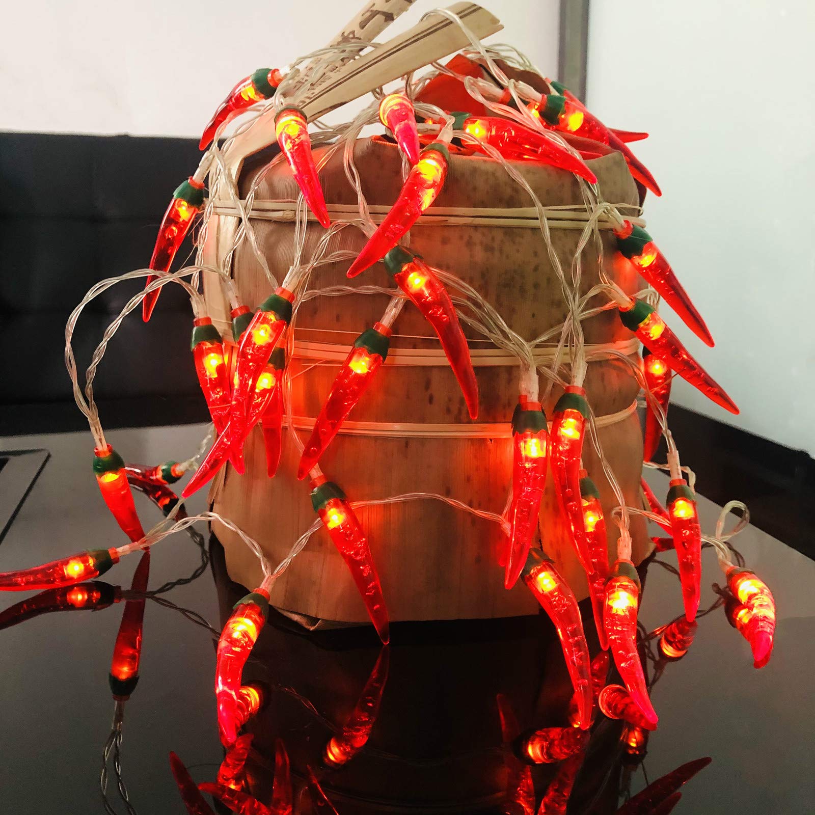 50LED Red Chili Pepper String Lights - 16.4FT Copper Wire Fairy Lights for Home, Wedding, Party & Garden Decor - Plug-in Hanging Garland Wreath Night Lights (Perfect for Patio, Christmas Tree, Bedroom & Outdoor Decorations)