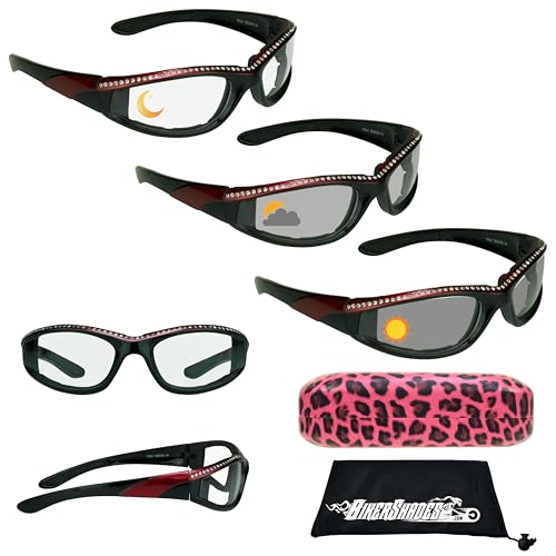 Red - Clear to Grey W/ Cheetah Zipper Case