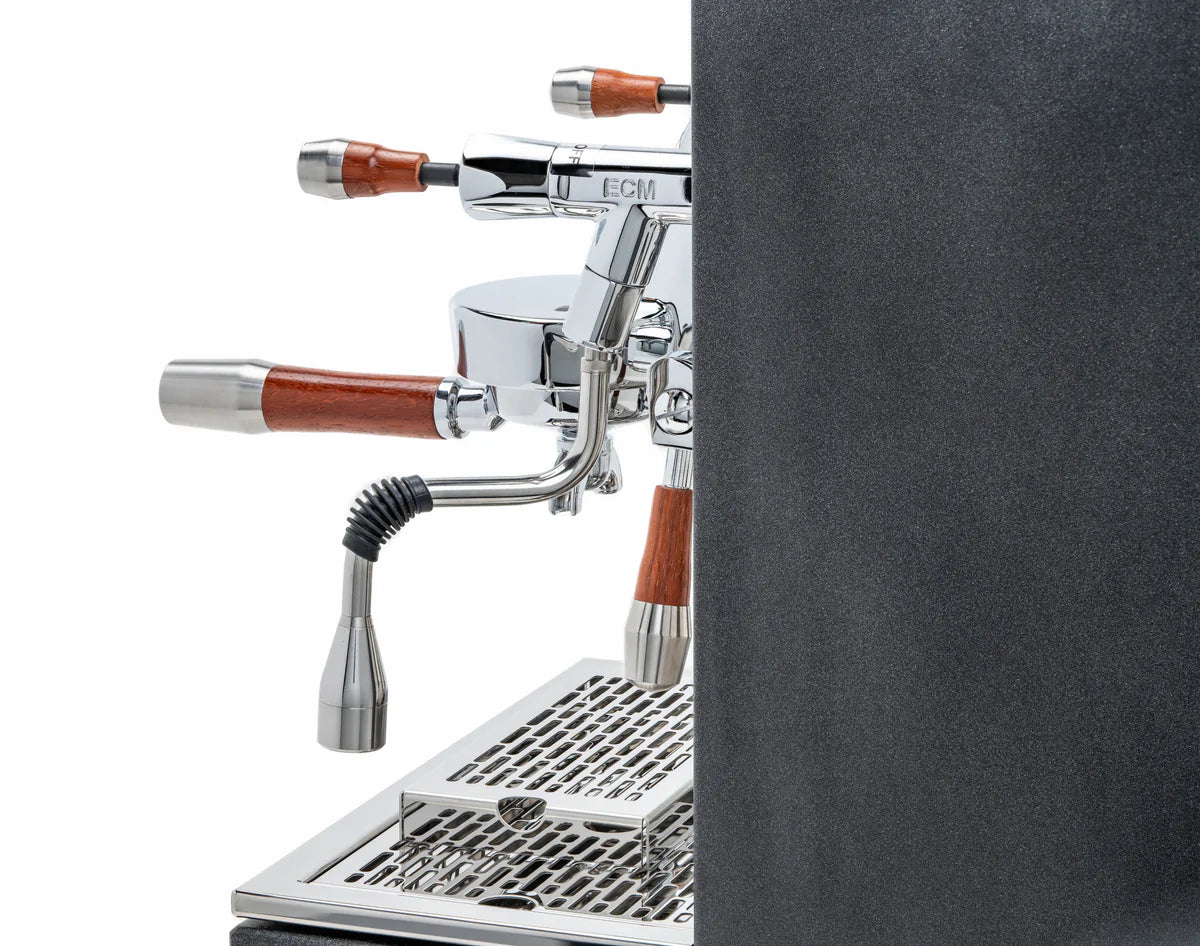 ECM Synchronika Espresso Machine with Paduak Wood & Anthracite Finish - Professional Barista-Grade Coffee Maker for Home & Cafe Use