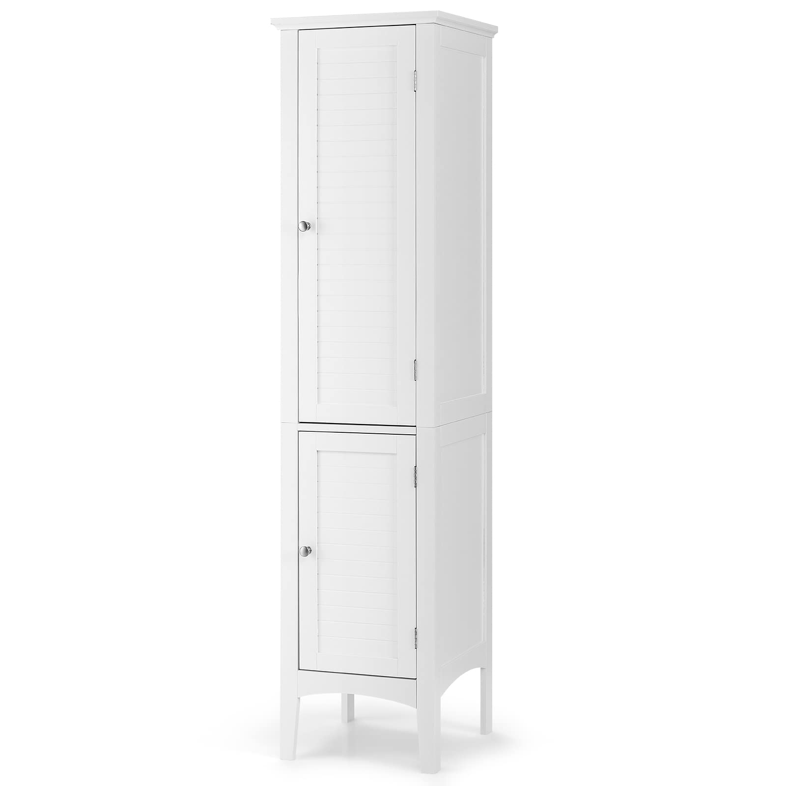 Giantex 5-Tier Storage Cabinet - Freestanding Tall Bathroom & Kitchen Organizer with Shelves, Slim Floor Cabinet for Living Room, Bedroom, Linen & Towel Storage (White) - Perfect for Small Spaces & Home Organization