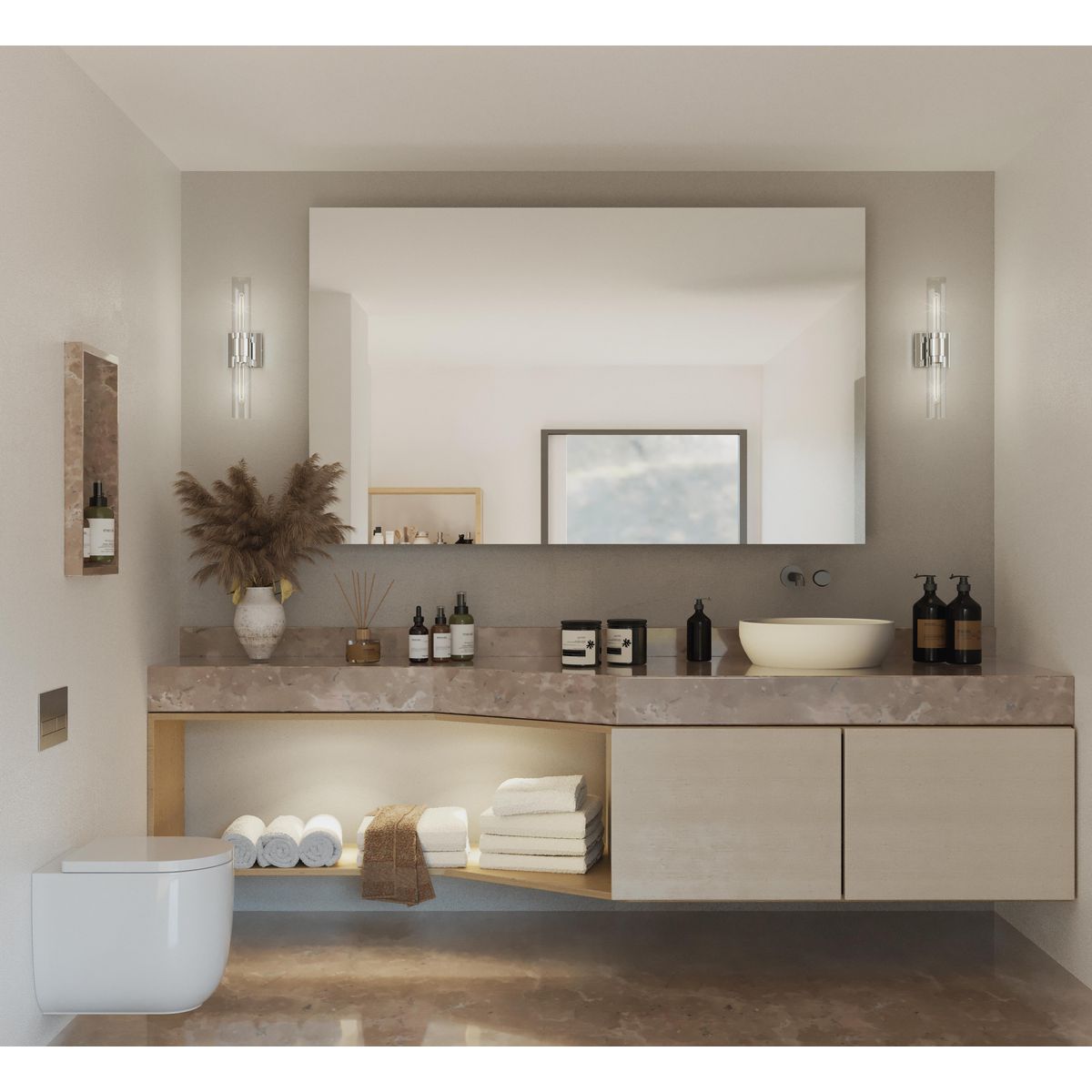 Clarion Collection 2-Light Clear Glass Bathroom Vanity Wall Sconce - Perfect for Bathroom, Powder Room, and Dressing Area Lighting