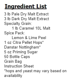 My Brew Supply Lemon Lime English IPA 5 Gallon Extract Beer Brewing Kit - Home Brewing Starter Kit for Craft Beer Enthusiasts | Perfect for Homebrewing Parties & Gifts