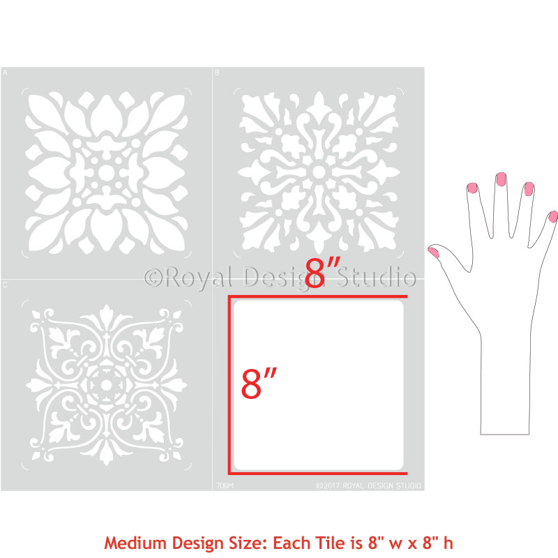 Renaissance Tile Stencils Set A - 12-Piece Reusable Stencil Kit for DIY Home Decor, Wall Painting & Floor Design | Perfect for Mosaic Patterns, Bathroom Renovation & Craft Projects