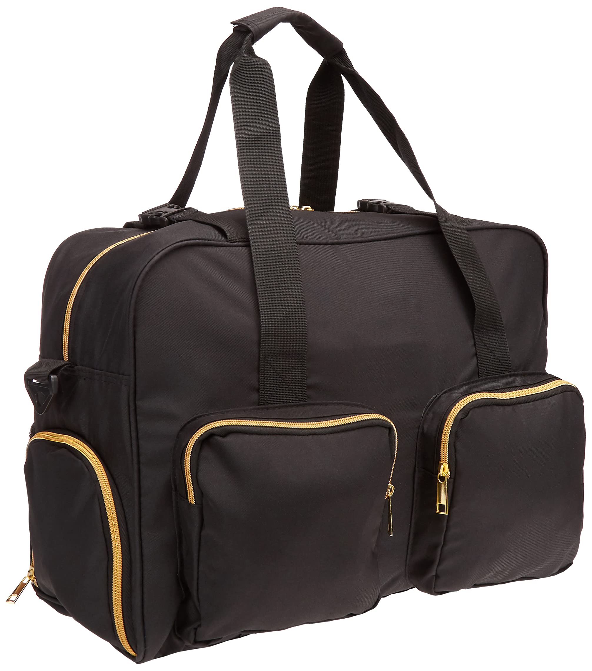 Women's Waterproof Gym Duffel Bag - Large Travel & Weekender Bag with Yoga Mat & Shoe Storage - Carry On Luggage for Fitness, Workouts & Travel (Black, Non-Quilted)