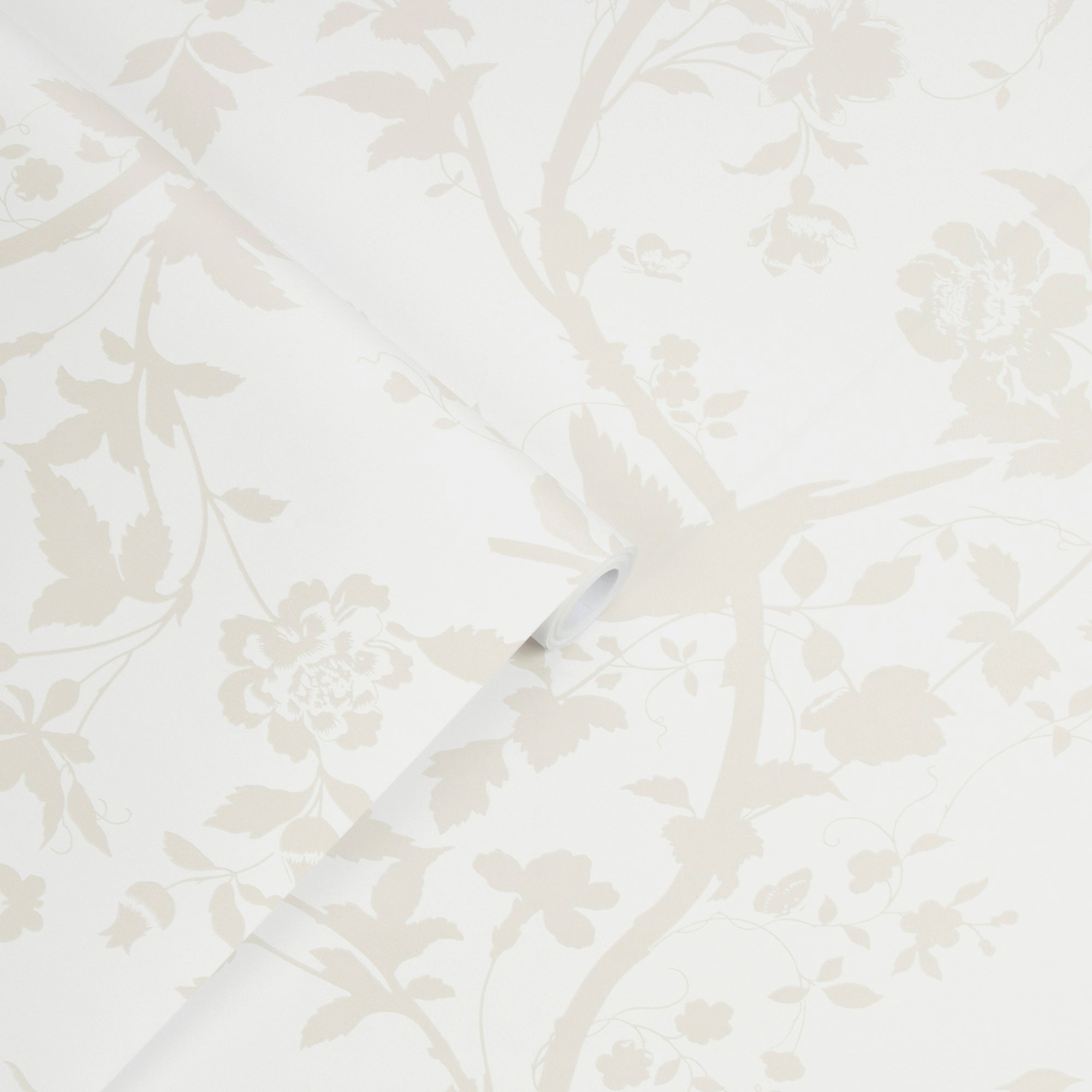 Laura Ashley Oriental Garden Pearlescent White Wallpaper - Elegant Floral Peel and Stick Wallpaper for Living Room, Bedroom, Nursery Decor