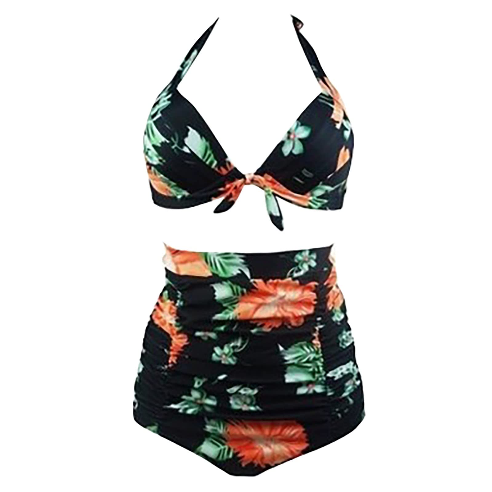 Retro Polka Dot Halter High Waist Bikini Set - 2 Piece Vintage Swimwear for Women, Adjustable Ties, Comfortable Bathing Suit for Beach, Pool & Summer Vacations