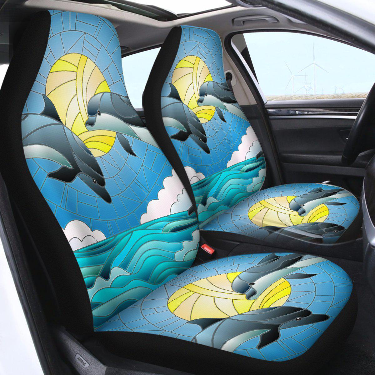 Premium Dolphin Print Car Seat Cover - Waterproof, Non-Slip, Universal Fit for Cars, SUVs & Trucks - Perfect for Beach Trips, Summer Road Travel & Marine Life Enthusiasts