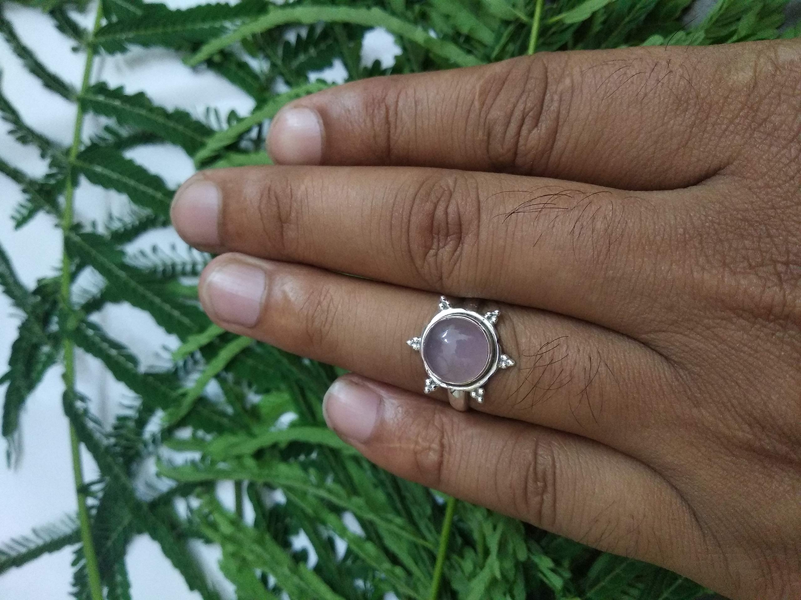 Genuine Rose Quartz Sterling Silver Ring - Handmade Bohemian Jewelry for Women, Promise & Love Ring with Pink Stone, Perfect for Wedding, Engagement & Gifts - Ideal for Romantic Occasions, Anniversaries & Special Moments