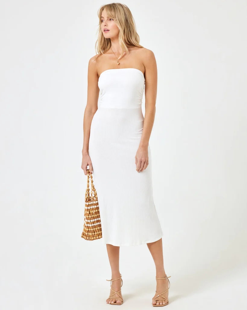 L*Space Women's Manaia Midi Dress - Cream | Flowy Beach Cover Up, Summer Vacation Outfit, Boho Chic Dress for Pool Parties & Date Nights