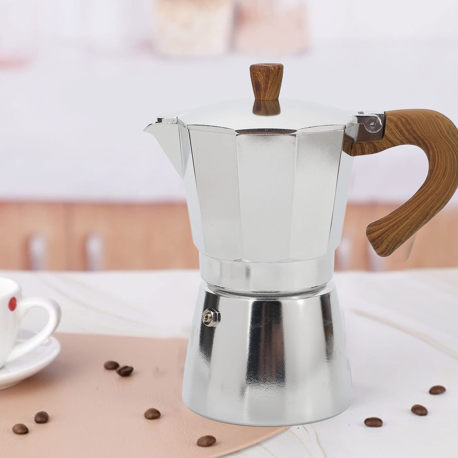 TOTITOM 6-Cup Aluminum Stovetop Moka Pot - Heat Resistant Espresso Coffee Maker for Home, Camping & Travel - Italian Style Brewing for Rich Flavor