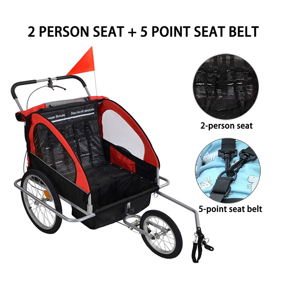 **2-in-1 Bike Trailer for Kids – Foldable 2-Seater Universal Bicycle Coupler | Convertible Cargo & Jogging Stroller – Perfect for Family Outings, Cycling Adventures & Outdoor Activities**