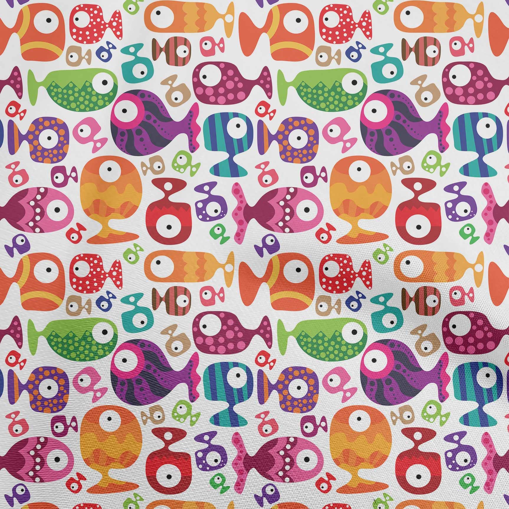 oneOone Silk Tabby Orange Fabric - 42 Inch Wide Printed DIY Sewing Supplies for Kids Clothing, Fish Patterns - Perfect for Dressmaking, Quilting & Craft Projects