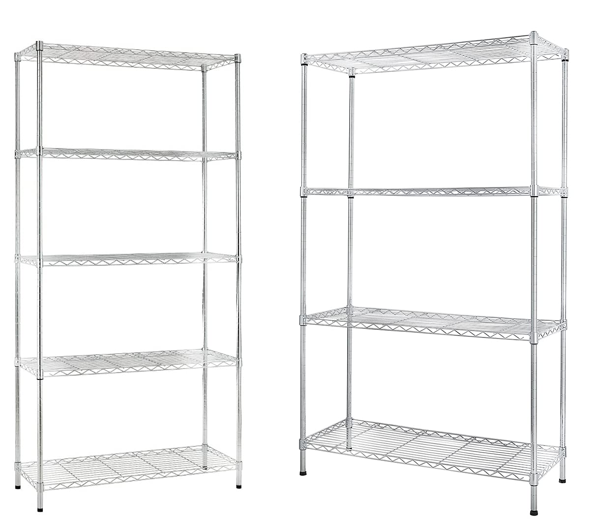 Heavy Duty Chrome Metal Wire Shelving Storage Unit | NSF Commercial Grade Adjustable Wire Rack Kit | Select Shelf Size & Quantity | Perfect for Garage, Pantry, Warehouse & Retail Storage