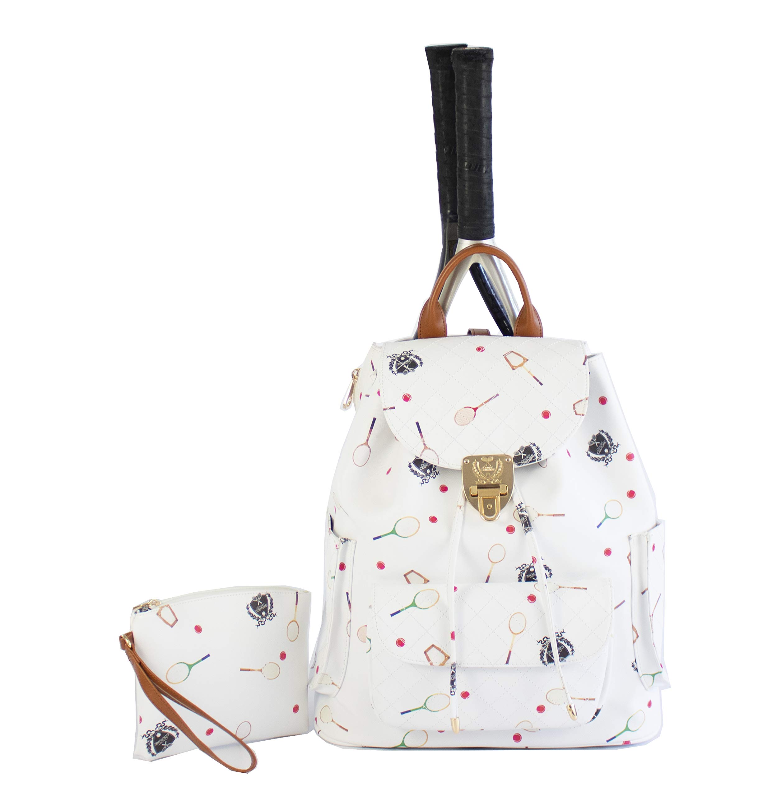 Court Couture Hampton Monogram Tennis Backpack - Stylish Pickleball Backpack for Women & Men, Durable Sports Bag for Tennis, Pickleball & Gym - Perfect for Travel, Work & School