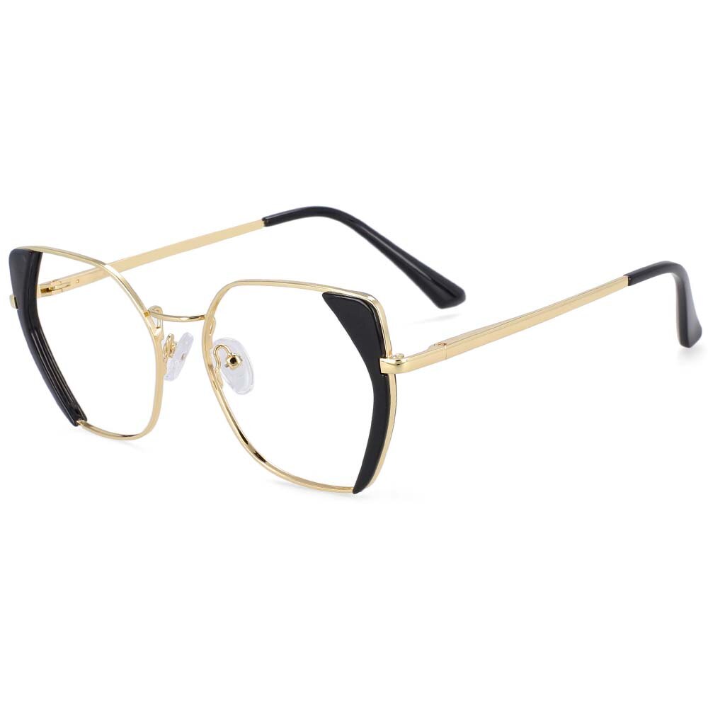 CCspace Women's Full Rim Polygonal Cat Eye Eyeglasses - Lightweight Acetate & Alloy Frame (Style 54175) for Work, Reading & Fashion Accessories