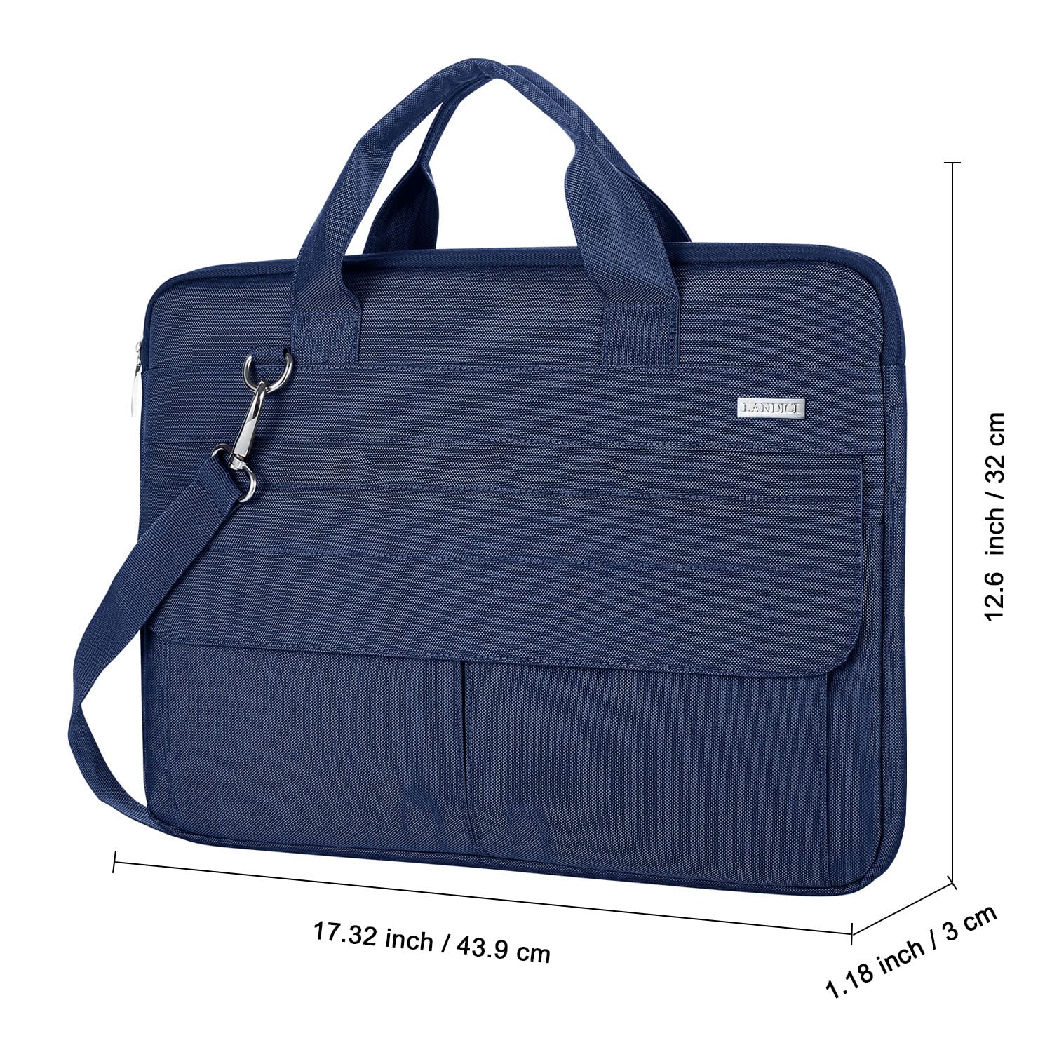 LANDICI 17.3 Inch Waterproof Laptop Sleeve Case - Compatible with MacBook Pro 17, HP, Acer, Dell, Lenovo & ASUS 17-18 Inch Laptops - Slim Protective Briefcase with Shoulder Strap (Blue) - Perfect for Business Travel, Commuting & School