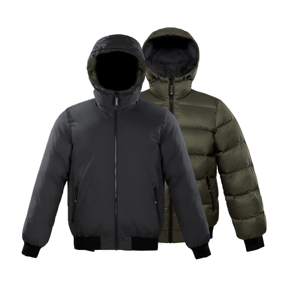 Triple F.A.T. Goose Verso Reversible Down Puffer Jacket for Men - Warm Winter Coat with Hood - Lightweight Waterproof Parka for Cold Weather | Perfect for Skiing, Snowboarding & Outdoor Activities