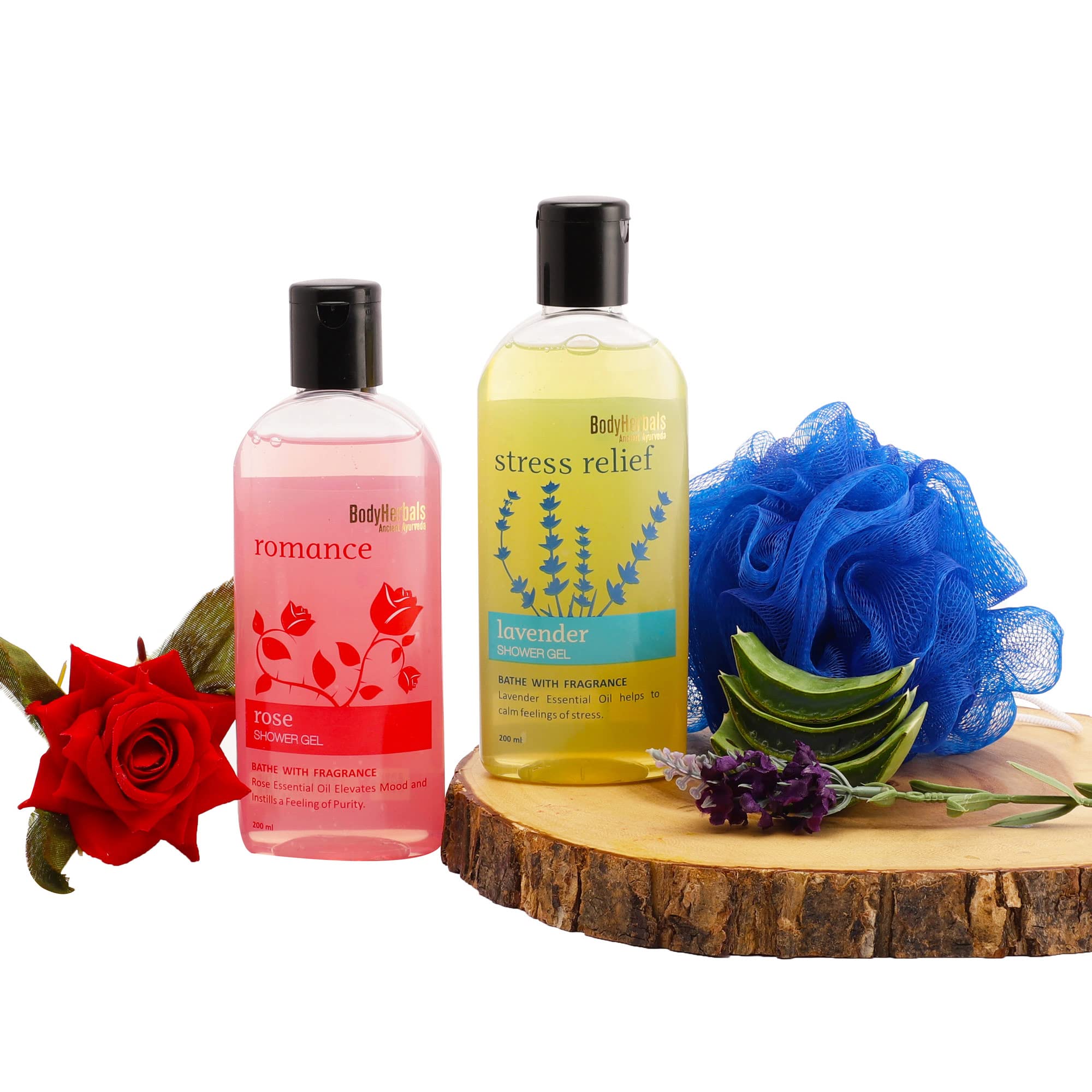 BodyHerbals Rose & Lavender Body Wash Set - Hydrating & Soothing Natural Formula for Dry & Sensitive Skin | Perfect for Relaxing Bath, Spa Day & Aromatherapy at Home