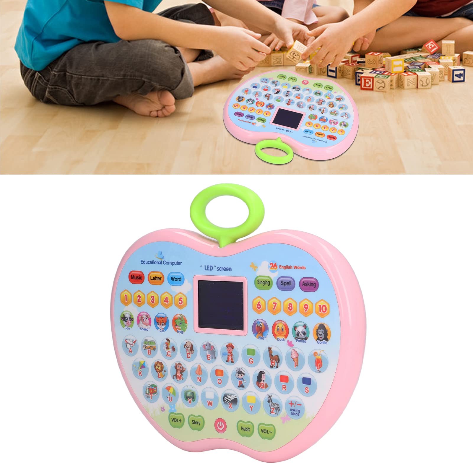 Kids Learning Tablet - 10 Teaching Modes with LED Display for Toddlers | Educational Toy for Boys & Girls (Pink) - Perfect for Home & Travel Learning