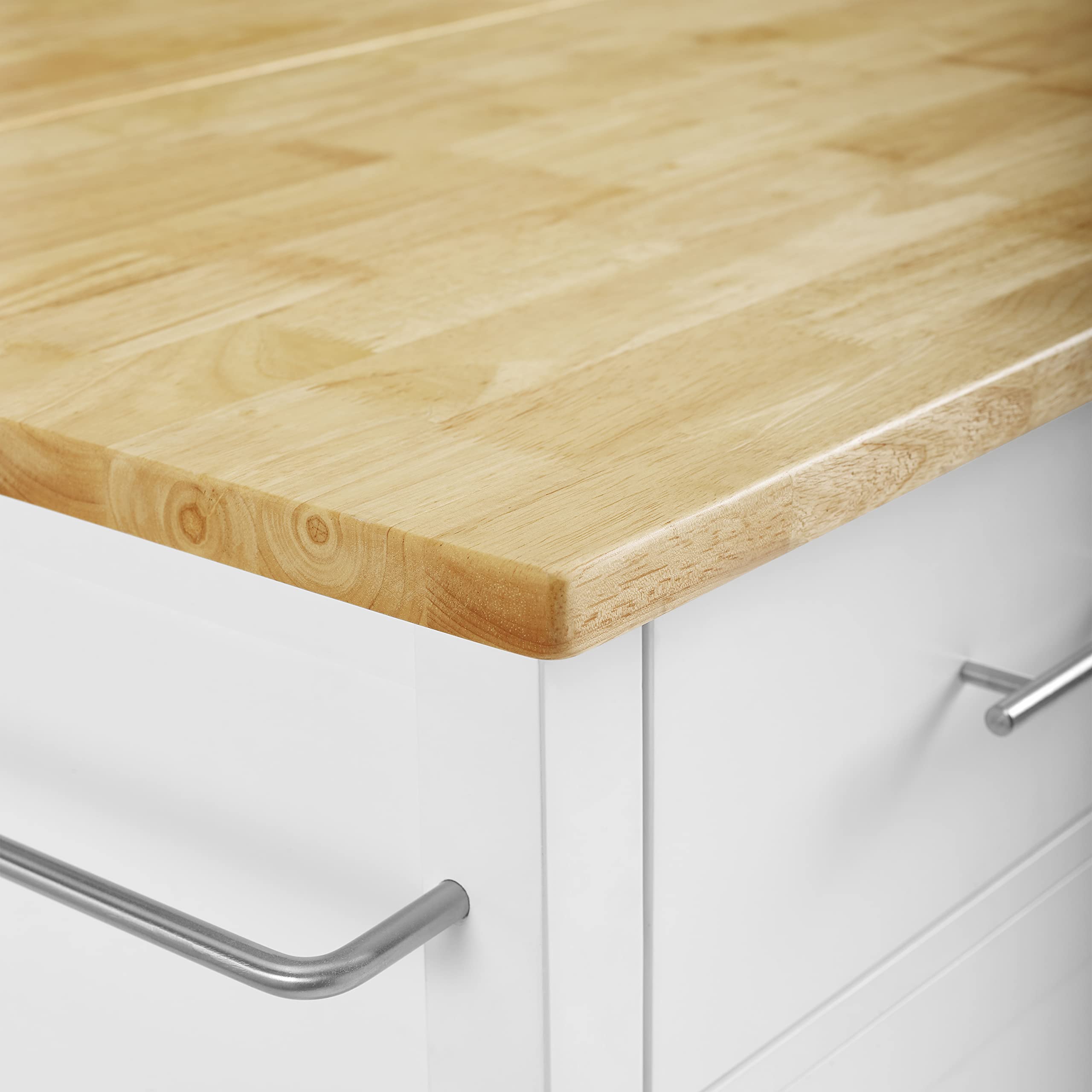 Crosley Savannah White Wood Top Drop Leaf Rolling Kitchen Island Cart with Spice Rack & Shelves - Perfect for Small Kitchens, Dining Rooms & Entertaining Spaces