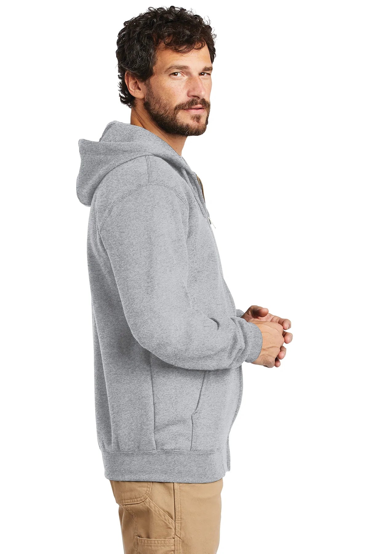 Carhartt Midweight Zip-Up Hoodie for Men & Women - Heather Grey - Comfortable & Durable Fleece Pullover for Work, Outdoor & Casual Wear