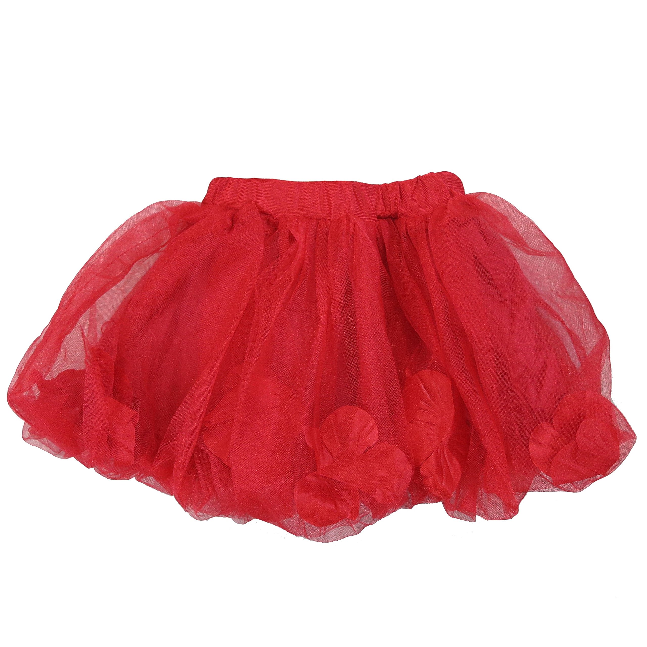Girl's Red Petal Bubble Tutu Skirt - Elegant Ballet Dance Dress for Toddler & Kids - Perfect for Recitals, Parties & Photo Shoots
