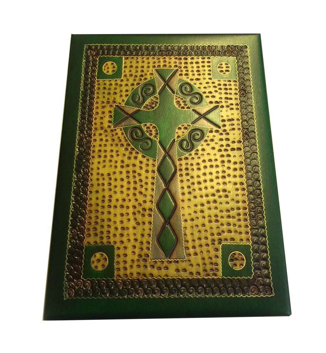 Handcrafted Celtic Cross Irish Green Wooden Keepsake Box with Brass Inlay - Perfect for Jewelry Storage, Home Decor & Gift Giving