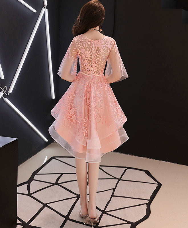 Elegant Pink Round Neck Tulle Lace Short Prom Dress | Homecoming Party Dress for Teens | Perfect for Prom Night, Homecoming Dance & Special Occasions