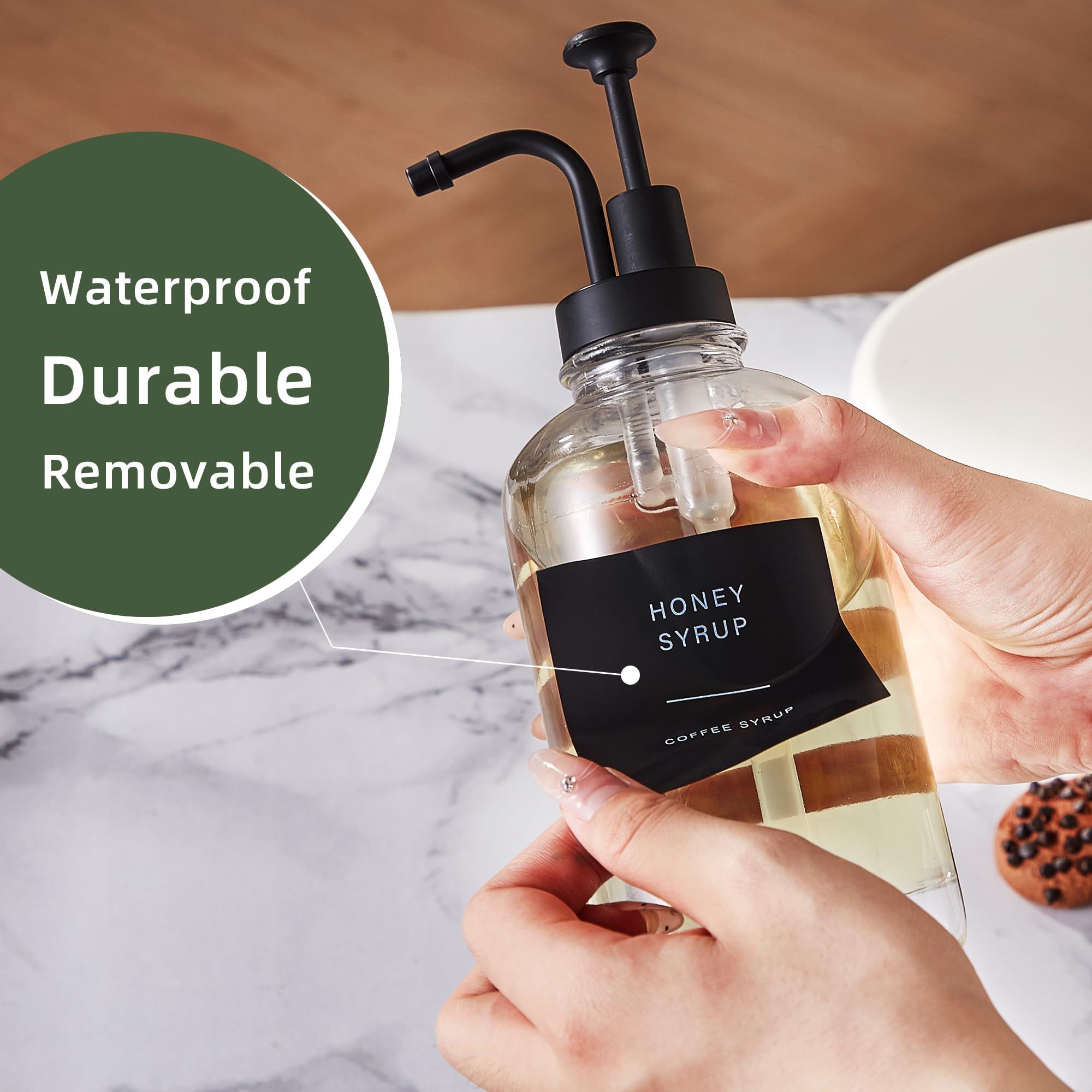 Premium Coffee Syrup Dispensers Set of 4 - 16.9 oz Glass Bottles with Matte Black Pumps & 36 Labels - Barista-Grade Syrup Pump Dispenser for Coffee Shops, Cafes & Home Use - Perfect for Latte Art, Iced Coffee & Specialty Drinks