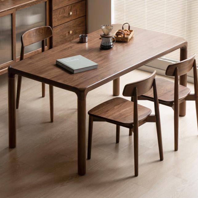 Premium Black Walnut & Ash Solid Wood Rectangular Dining Table - Handcrafted Rustic Farmhouse Style for Dining Room, Kitchen, or Open Concept Living Space