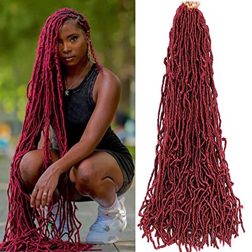 36 Inch Soft Locs Crochet Hair - 4 Pack Pre-Looped Faux Locs Synthetic Hair Extensions in 99J Burgundy | Natural-Looking Protective Style for Black Women & Girls | Perfect for Daily Wear, Special Occasions & Protective Styling