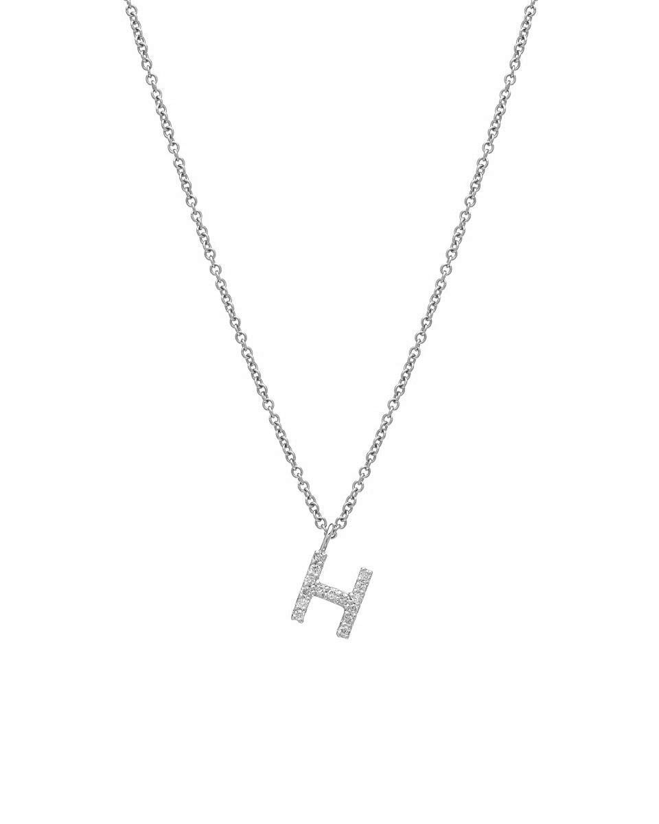 14K White Gold Diamond Initial Necklace - Personalized Letter M Necklace, Dainty & Elegant Jewelry for Women, Gift for Her, Birthday, Anniversary, Valentine's Day