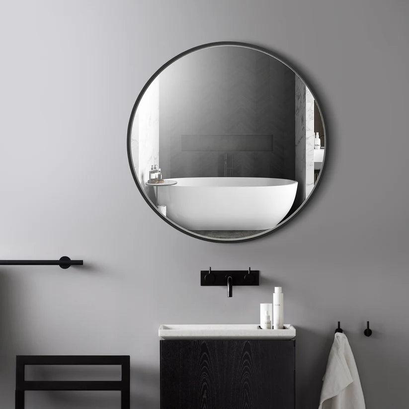 Sleek Modern Black Aluminum Framed Wall Mirror - Full Length Floor Mirror for Bedroom, Living Room & Entryway Decor