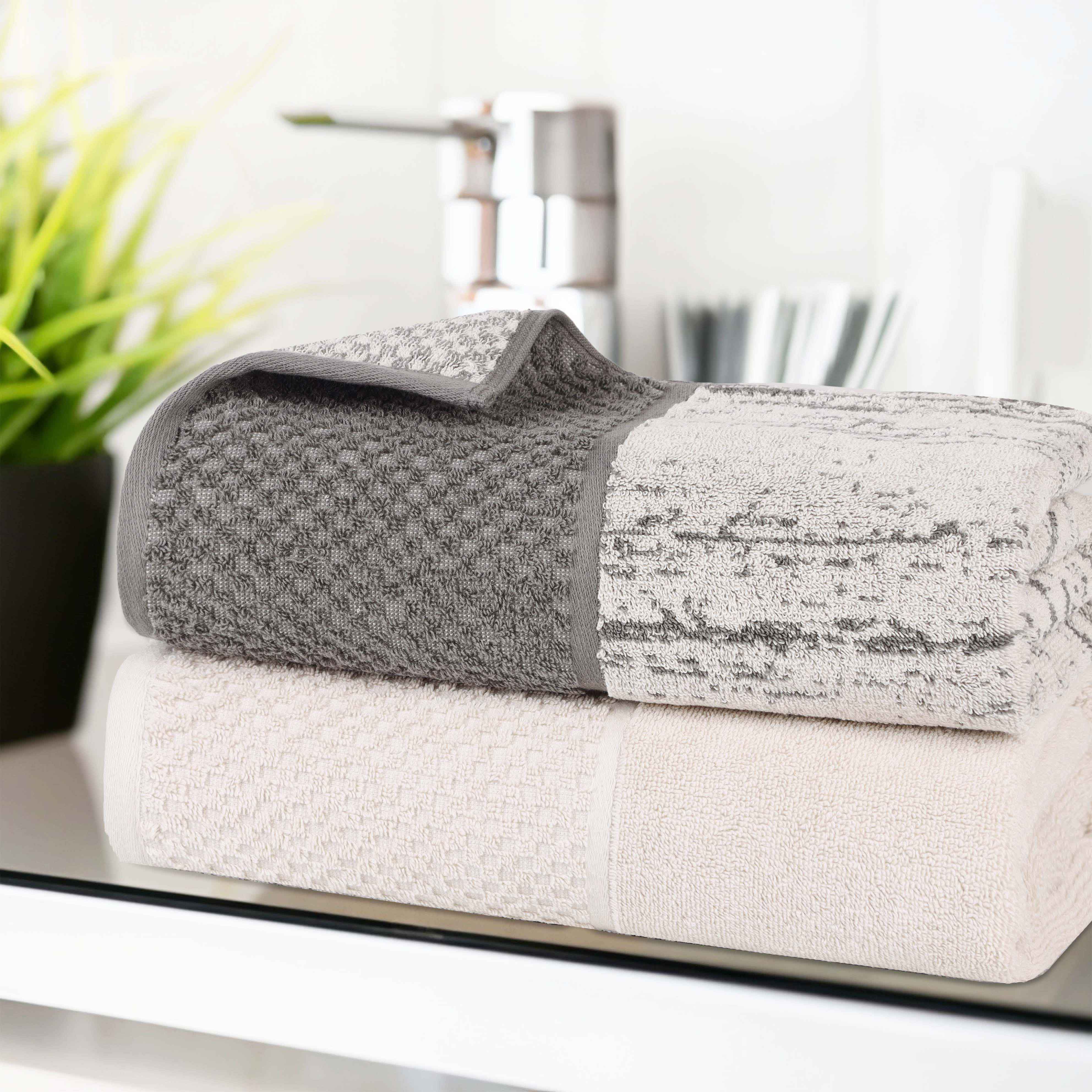 Lodie Cotton Plush Jacquard Bath Sheet Set of 2 - Ultra Soft & Absorbent Luxury Towels for Spa, Bathroom & Beach Use