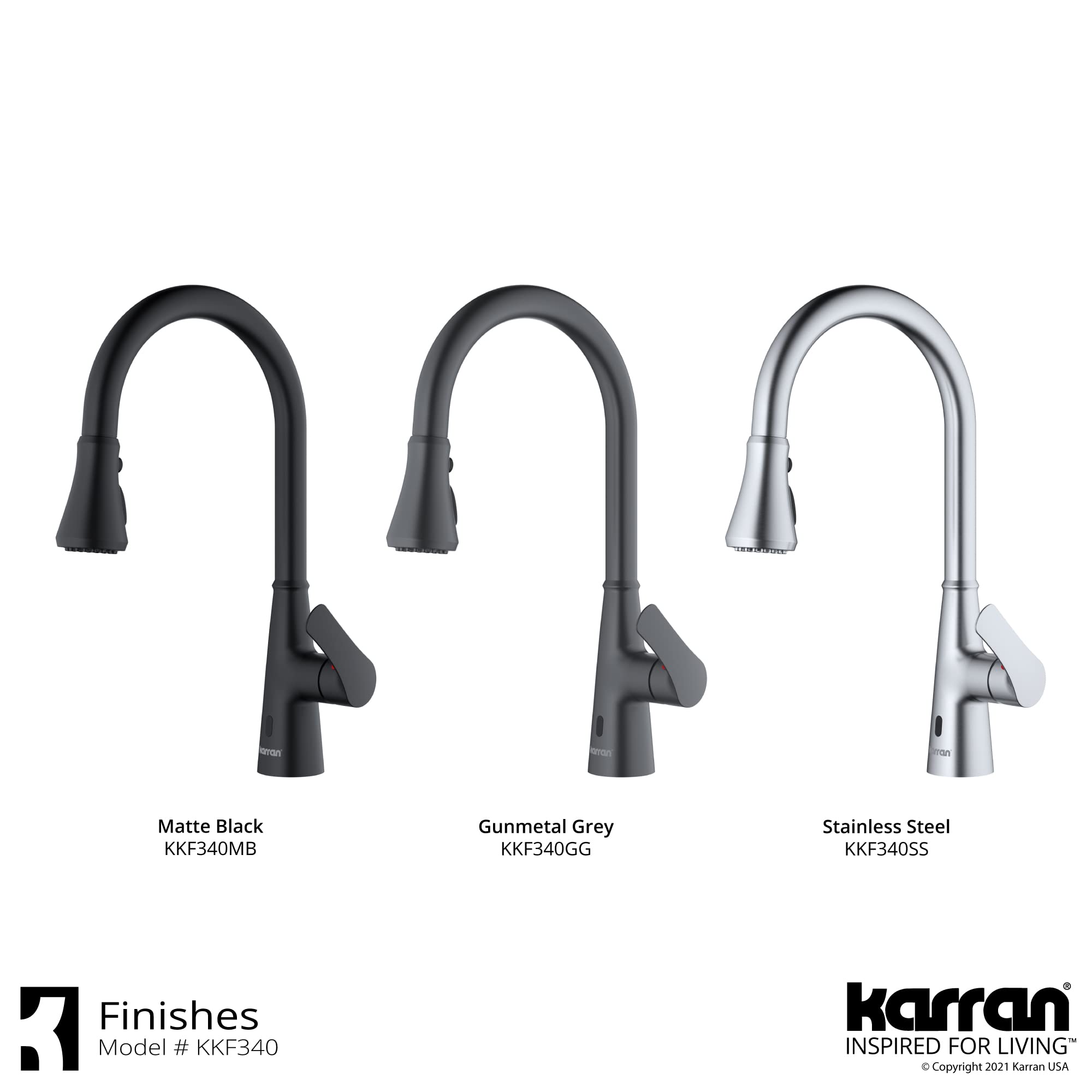 Karran Kadoma Touchless One-Handle Dual Function Pull Down Kitchen Faucet in Gunmetal Grey - Modern Hands-Free Sink Faucet for Easy Cooking and Cleaning