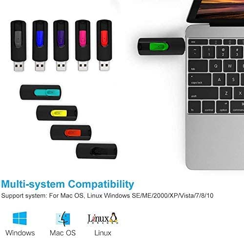 Vansuny 64GB USB Flash Drive 5-Pack - Retractable USB 2.0 Memory Stick for Data Storage & File Transfer (5 Colors)