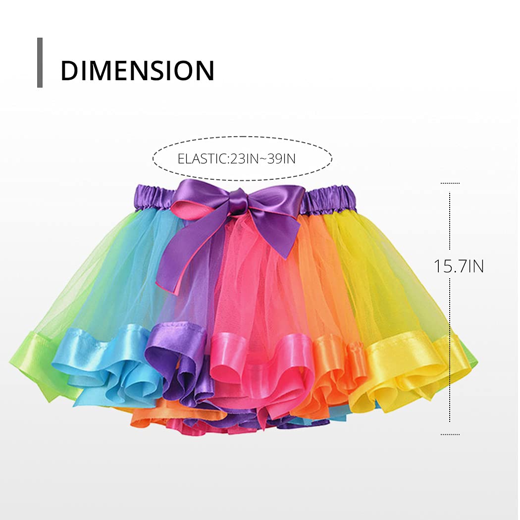 Kakaco Women's Rainbow Tutu Tulle Skirt - Ballet Dance Skirt for Women & Girls - Perfect for Dance Recitals, Birthday Parties, Halloween Costumes & Photo Shoots