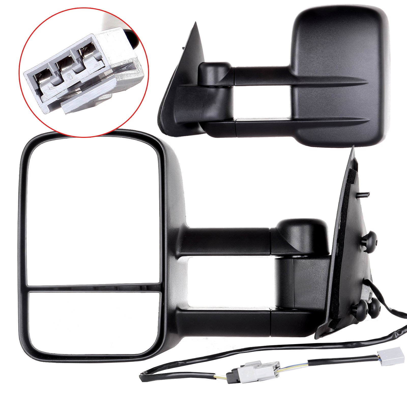 1997-2003 Ford F150 Towing Mirrors - Power Adjustable Black Tow Mirrors for Standard & Extended Cab (LH/RH) - Perfect for Trailering, RV Towing & Work Trucks