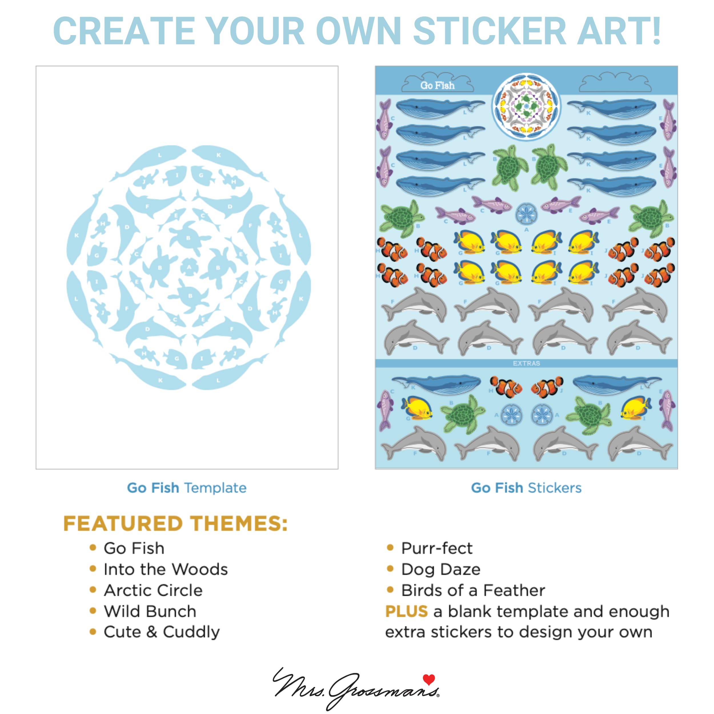 Mrs. Grossman's Sticker Kaleidoscopes Activity Book - DIY Mandala Art Kit with 500+ Stickers & 8 Designs, Sticker by Number for Kids & Adults, Creative Stress Relief & Mindfulness Activity (Animals Theme) - Perfect for Family Bonding, Party Favors & Art Therapy
