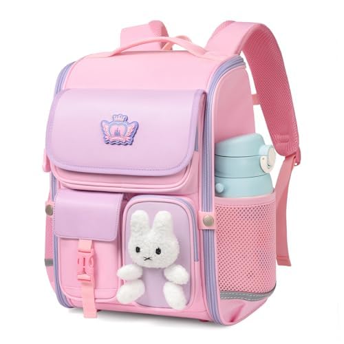 Cute Pink Girls Backpack for School - Large Capacity Waterproof Travel Bookbag for Elementary Kids Aged 6-12 | Perfect for Daily Use, Classroom, Outdoor Activities & Weekend Trips