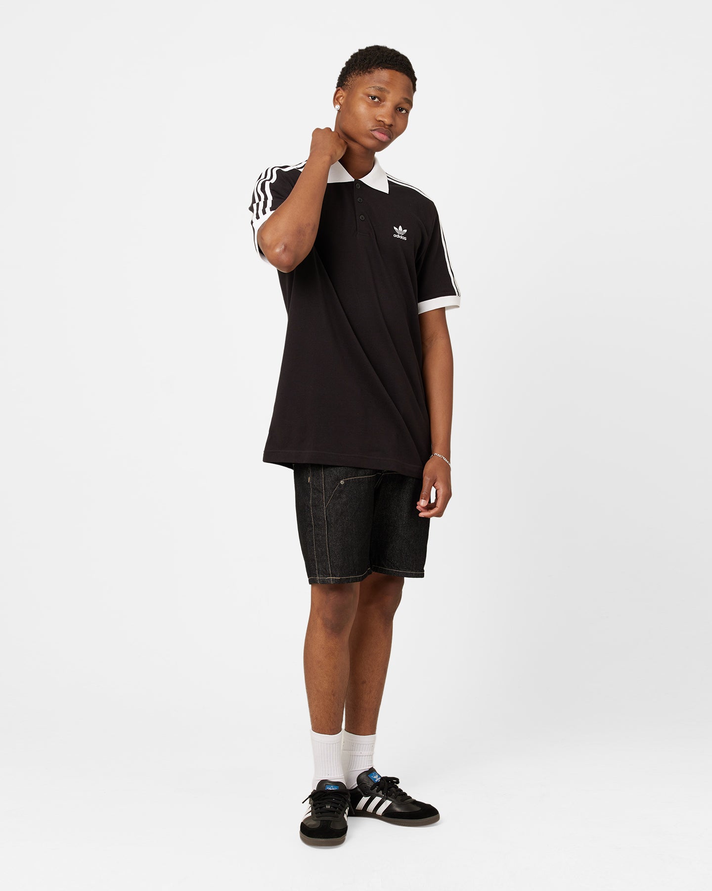 Adidas Adicolor 3 Stripe Polo Shirt for Men - Classic Black Cotton Golf Shirt with Iconic Logo - Perfect for Sports, Casual Wear & Office Outfits