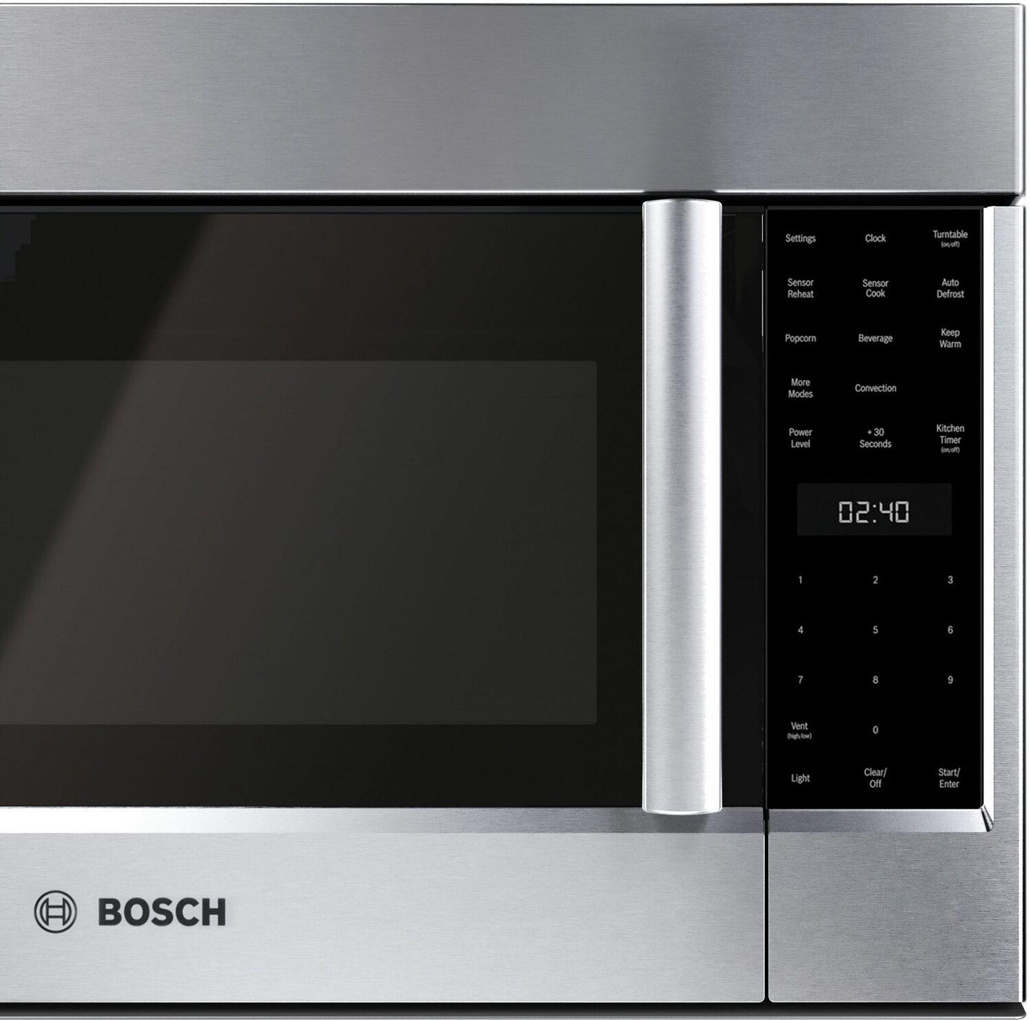 Bosch HMVP054U Benchmark® 30-Inch Over-The-Range Microwave with Left-Side Opening Door in Stainless Steel - Perfect for Modern Kitchens and Small Spaces