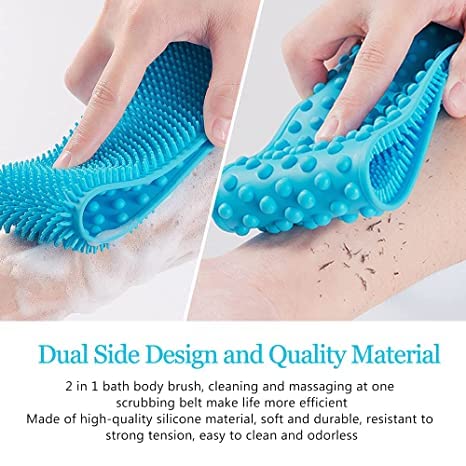 GITGRNTH Silicone Body Scrubber - Exfoliating Belt for Shower & Bath - Men & Women