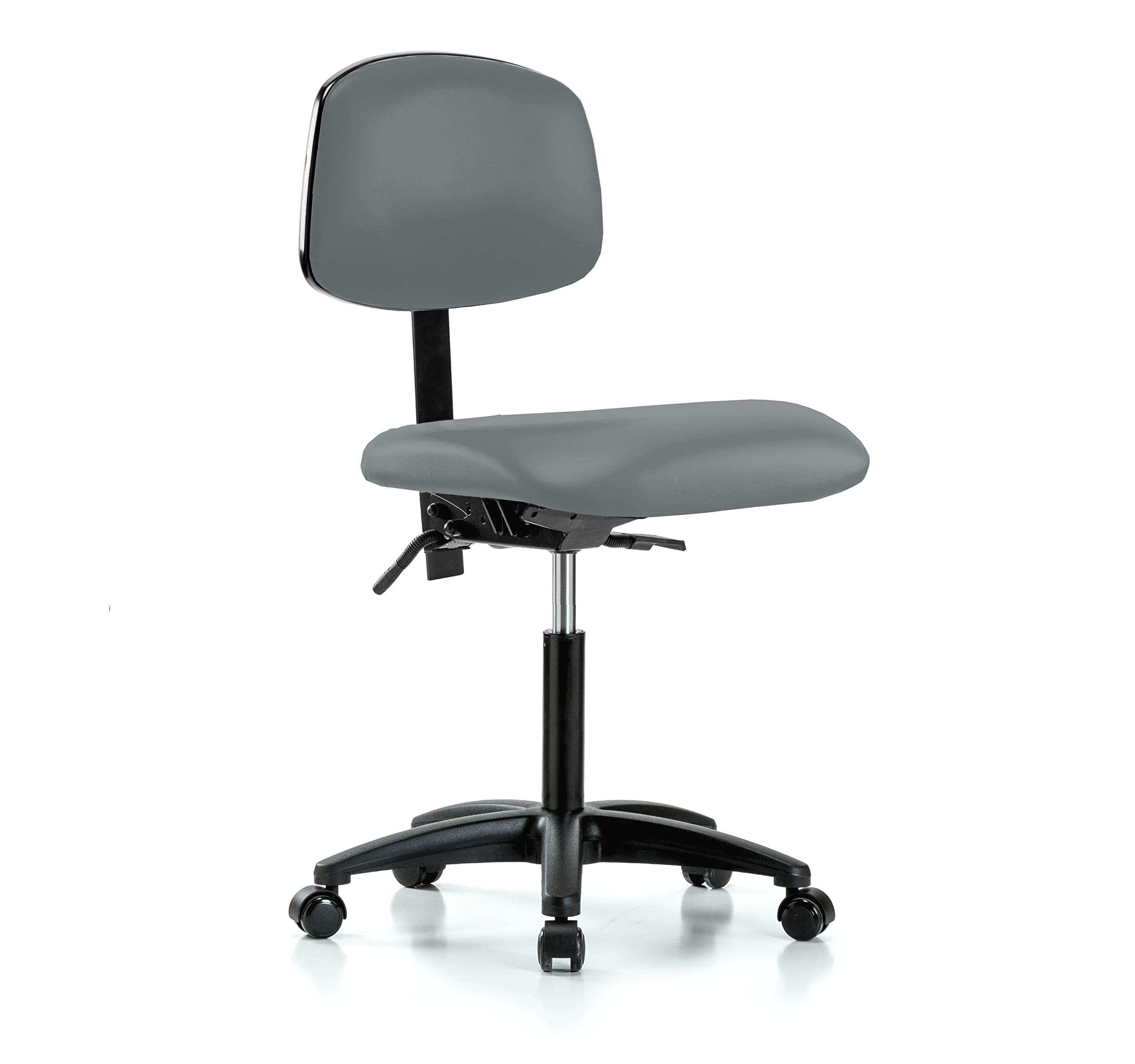 Adjustable Rolling Lab Chair with Back Support - Medium Height 20-27