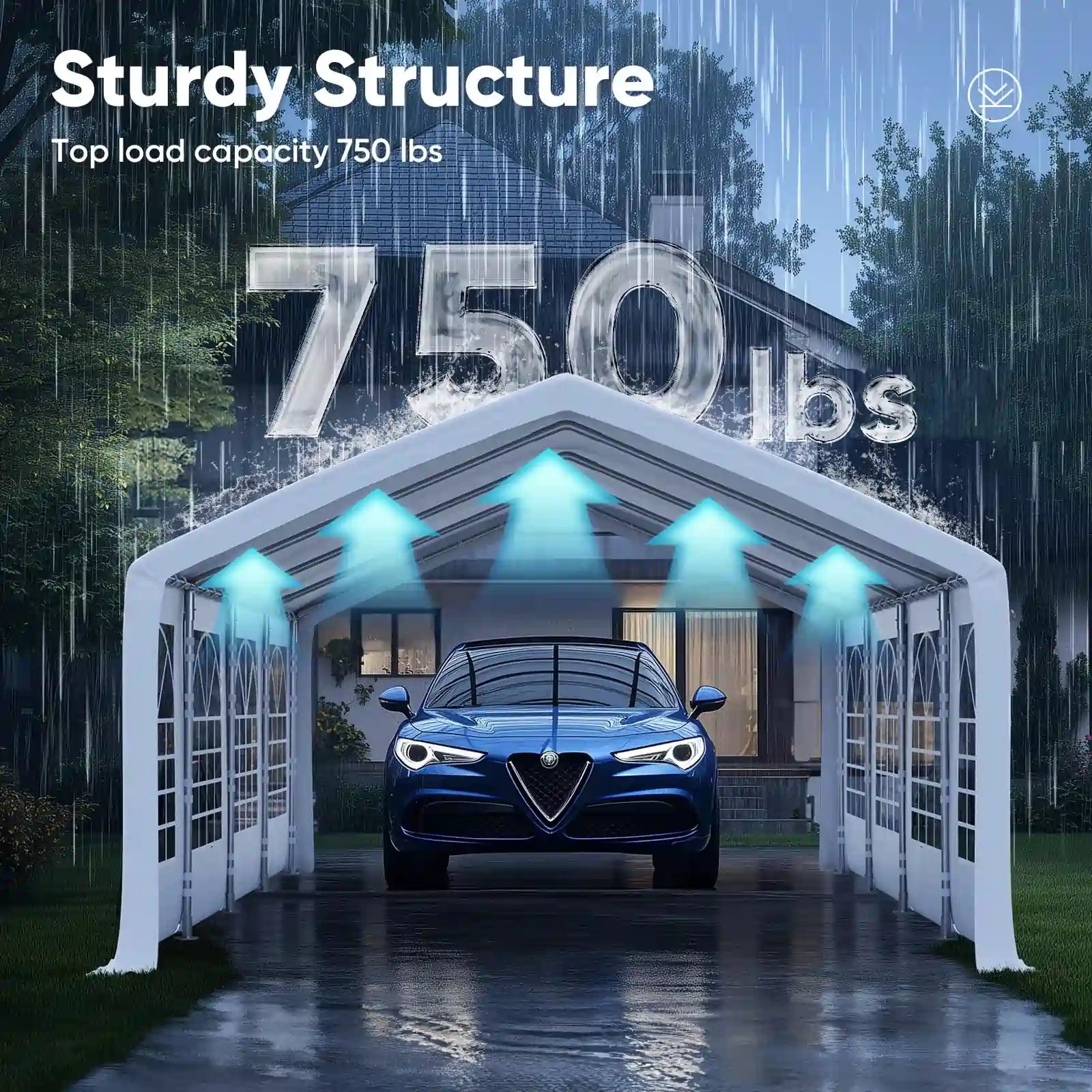 13' x 26' White Party Tent - Waterproof Outdoor Canopy for Weddings, Picnics & Backyard Events